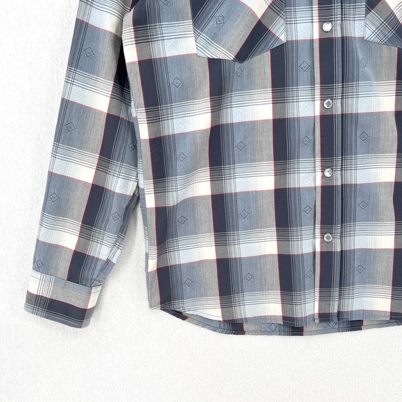 PENDLETON Shirt Mens Small Gray Plaid Frontier Western Pearl Snap Long Sleeve - Picture 7 of 12